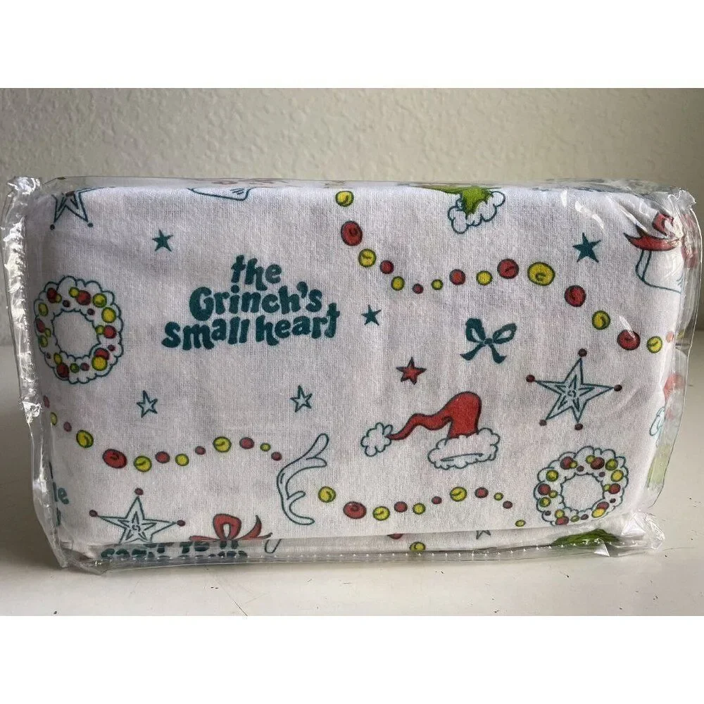 4 Pc Dr. Seuss The Grinch QUEEN Size Cotton Flannel Sheet Set Christmas Soft NEW